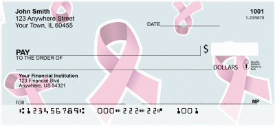 Pink Ribbon Background Personal Checks | GCA-63
