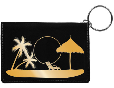 Paradise Beach Engraved Leather Keychain Wallet | KLE-00005