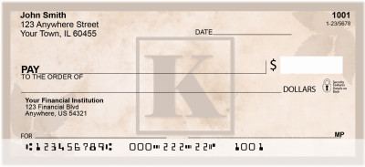 Simplistic Monogram 'K' Personal Checks | MONO-01K