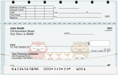 Owls Top Stub  Personal Checks | TSOPC-13