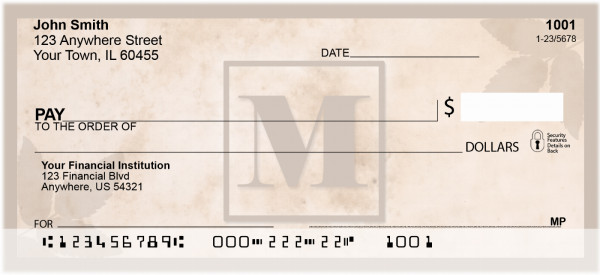 Simplistic Monogram 'M' Personal Checks | MONO-01M