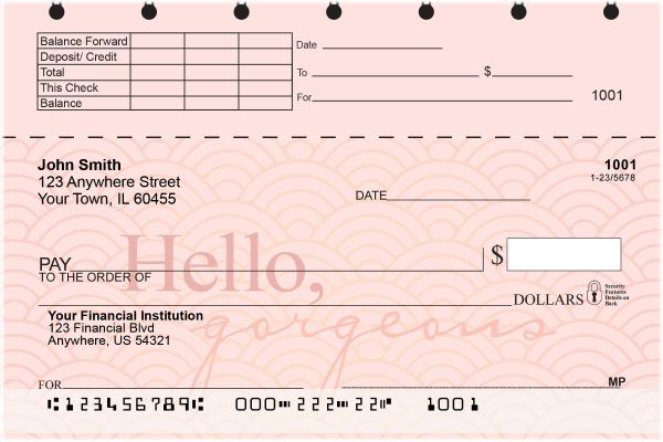 Hello, Gorgeous Top Stub Personal Checks | TSLOV-21
